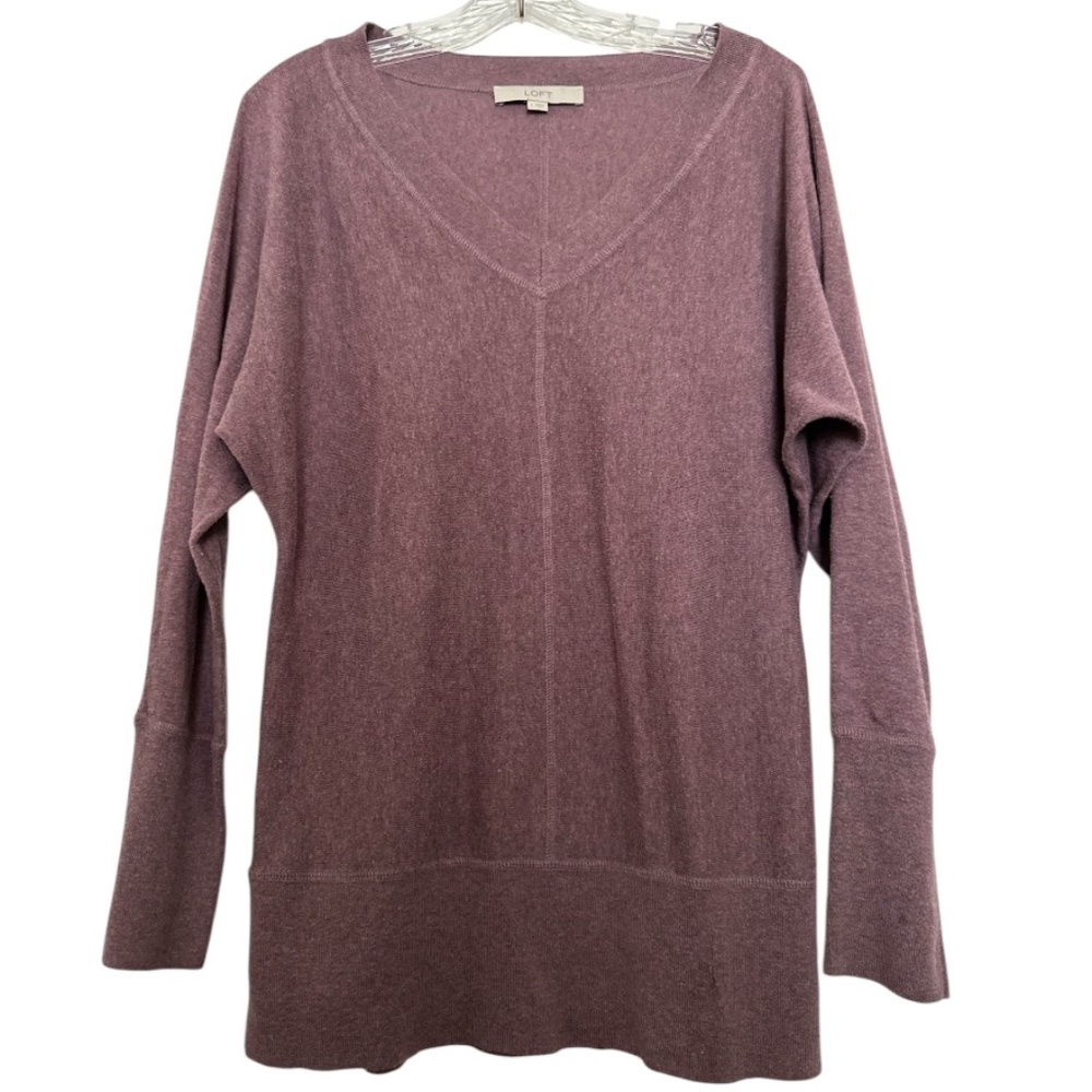 Anne Taylor Loft Purple Oversized V Neck Sweater Size L